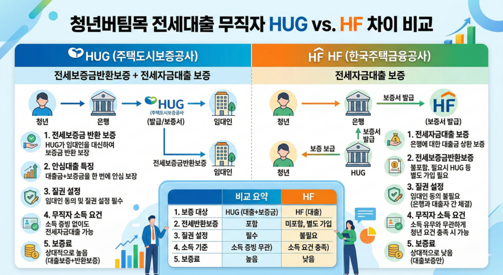 청년버팀목 전세대출 대출상품 비교 인포그래픽